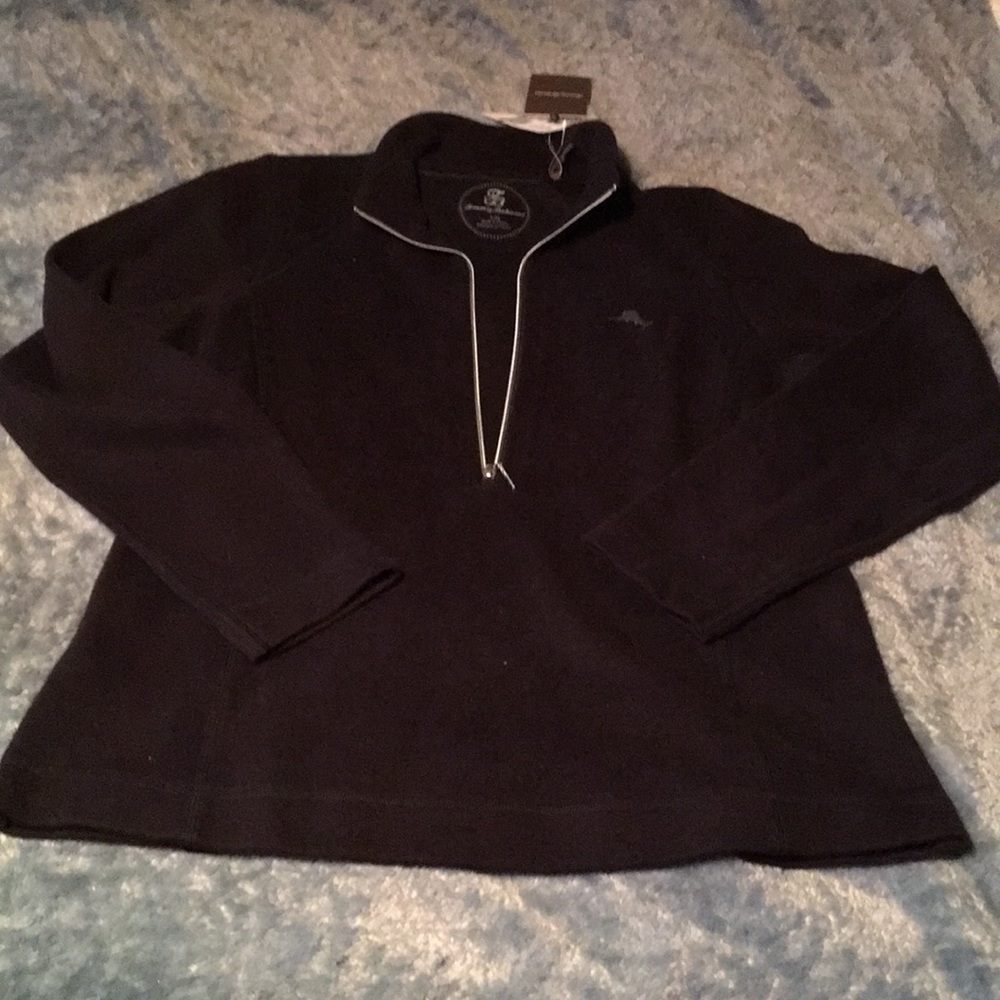 NWT Tommy Bahama black qtr zip.